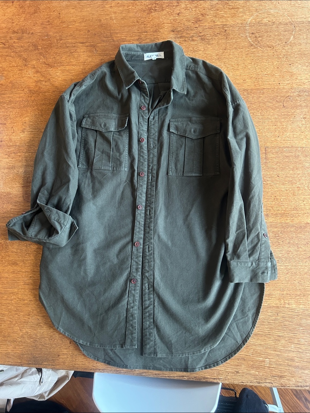 Alex Mill Olive Green Button-Front Utility Shirt